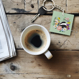 Llavero Badger Wild Flowers Mushrooms Green