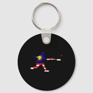 Llavero Bádminton Bandera Malasia Raqueta Volante Jugador