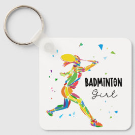 Llavero Badminton Girl Abstract Colorful Sports Player