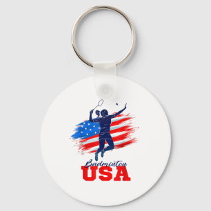 Llavero Badminton Usa Equipo De Apoyo Estadounidense Bande