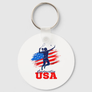 Llavero Badminton Usa Equipo De Apoyo Estadounidense Bande