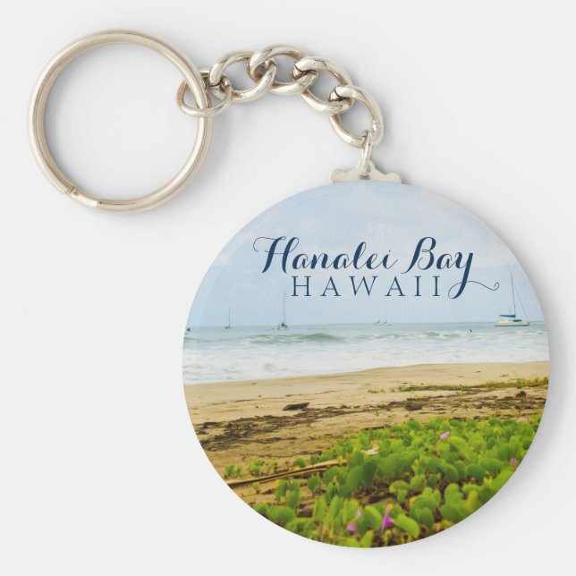 Llavero Bahía Hanalei Kauai Hawaii Beach & Boats (Frente)