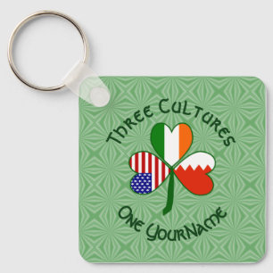 Llavero Bahraini Irish American Flags Shamrock Your Name