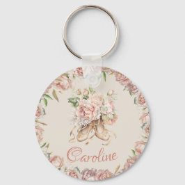 Llavero Bailarina de ballet Personalizado floral rosa