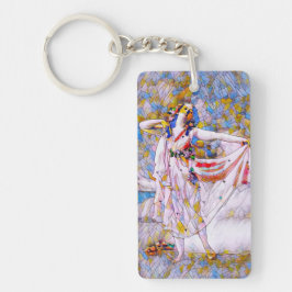 Llavero Bailarina de vidrio manchado con vestido flojo