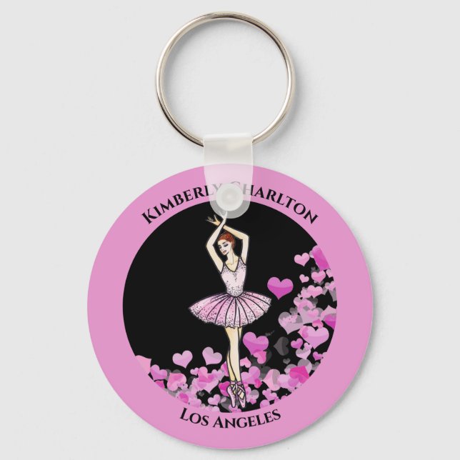 Llavero Baile rosa Ballerina con fondo negro (Anverso)