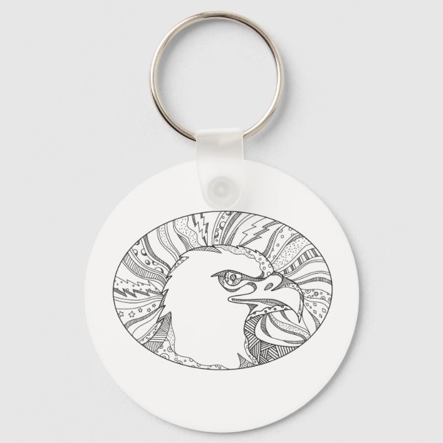 Llavero Bald Eagle Head Doodle Art (Anverso)