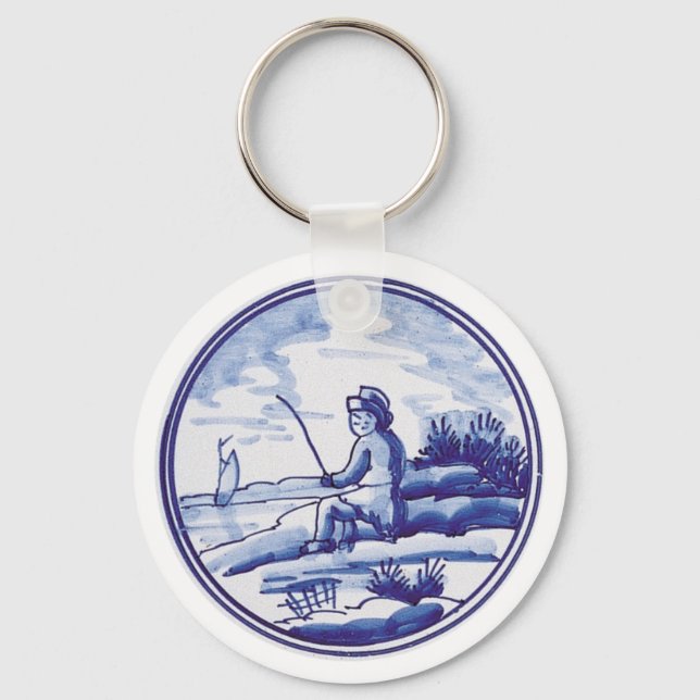 Llavero Baldosa azul tradicional de Holanda (Anverso)