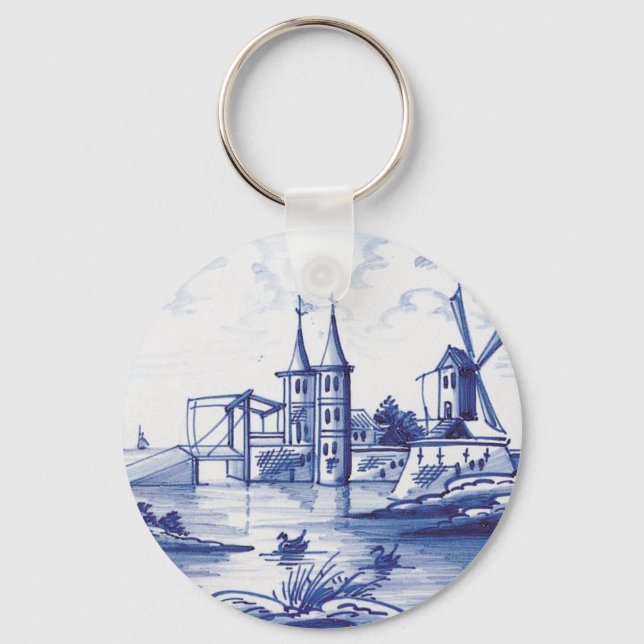 Llavero Baldosa azul tradicional de Holanda (Anverso)