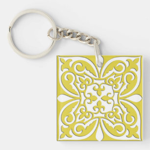 Llavero Baldosa marroquí - amarillo y blanco