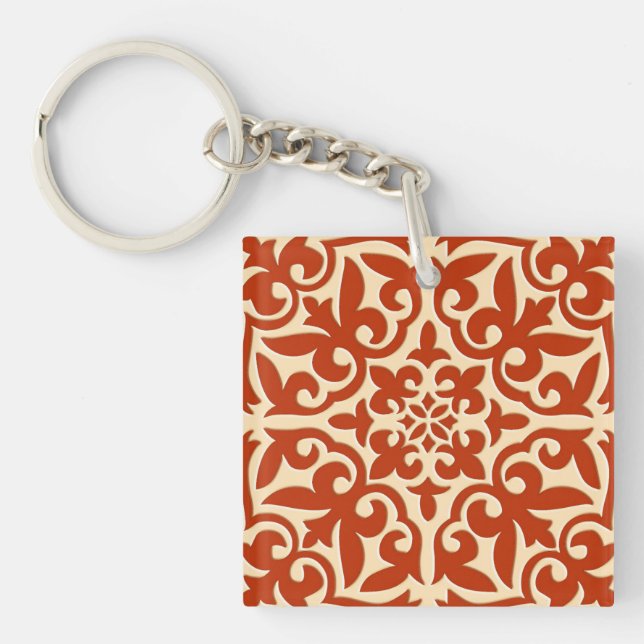 Llavero Baldosa marroquí - naranja de coral y melocotón (Frente)