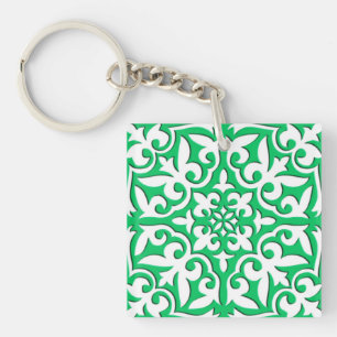 Llavero Baldosa marroquí - verde jade y blanco