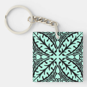 Llavero Baldosas marroquíes - azul acuático y negro