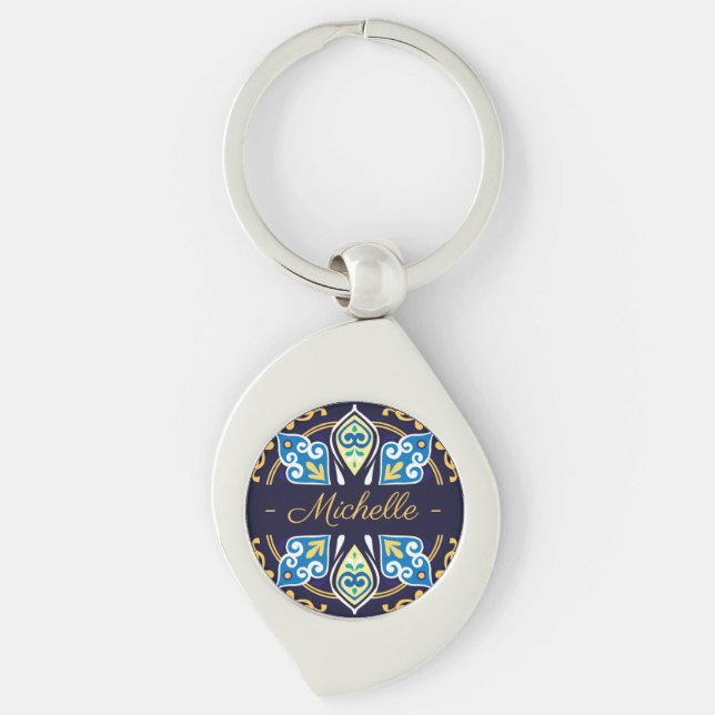 Llavero Baldosas orientales, Azulejos , con nombre   (Anverso)
