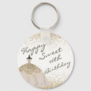 Llavero Ball dorado de Girly White Gown dulce 16 cumpleaño