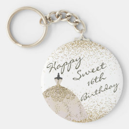 Llavero Ball dorado de Girly White Gown dulce 16 cumpleaño
