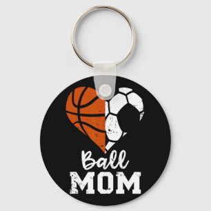 Llavero Ball Mom Heart Fun Soccer Basketball Mom