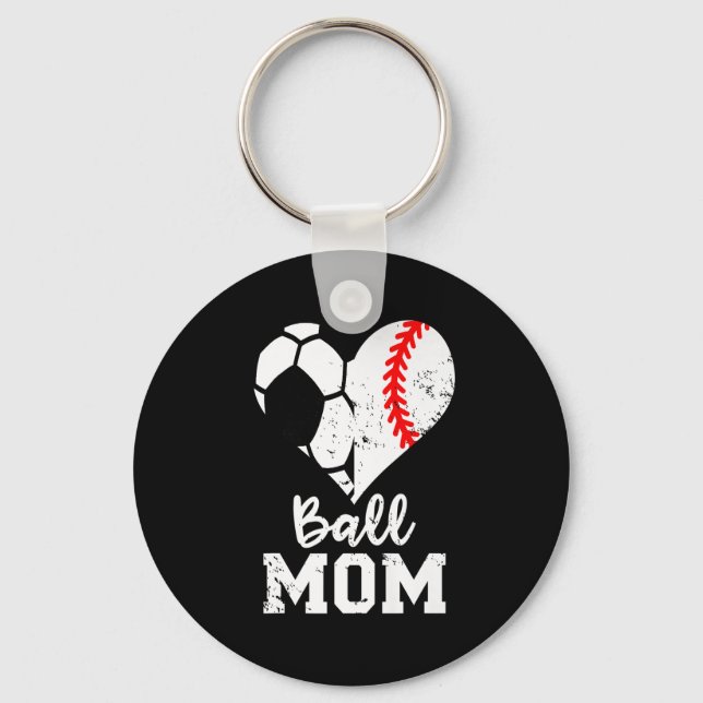 Llavero Ball Mom Heart Funny Béisbol Soccer Mom Costume U (Anverso)