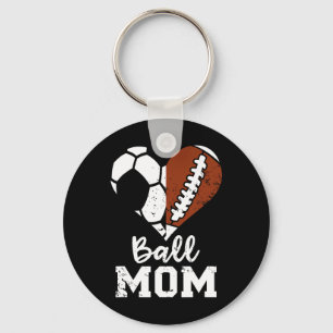 Llavero Ball Mom Heart Funny Football Soccer Mom