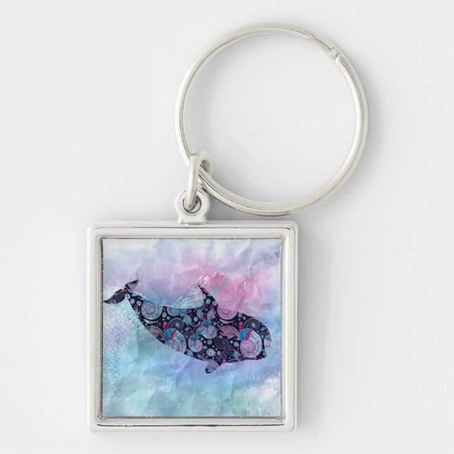 Llavero Ballena ornamental de la silueta (Frente)