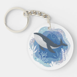 Llavero Ballenas y corales en el Ilustracion de arte de pa