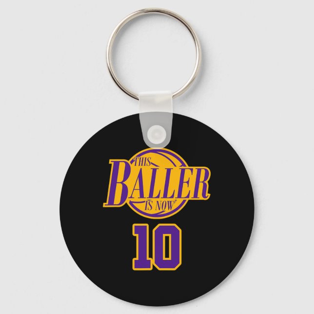Llavero Baller De Baloncesto De Nacimiento De 10 Años De E (Anverso)
