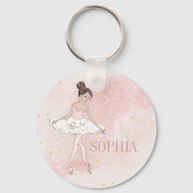 Llavero Ballerina Chica personal Pink Gold Keychain (Anverso)