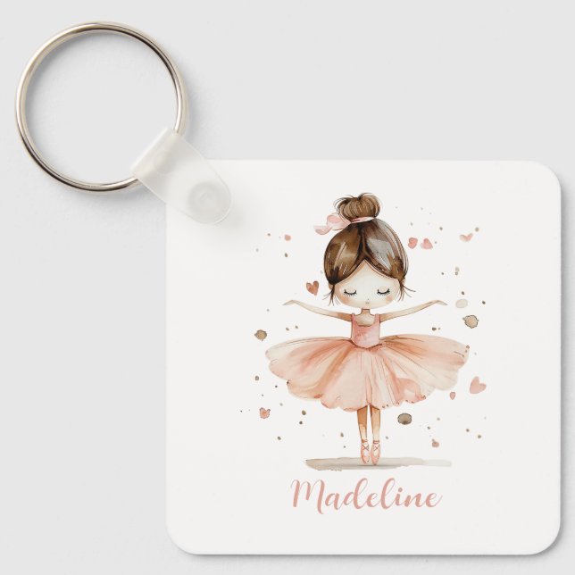 Llavero Ballerina Nombre Personalizado Girly (Anverso)
