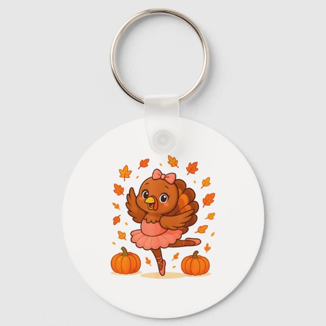Llavero Ballet Turkey Pumpkin Autumn Ballerinas Dancing Th (Anverso)