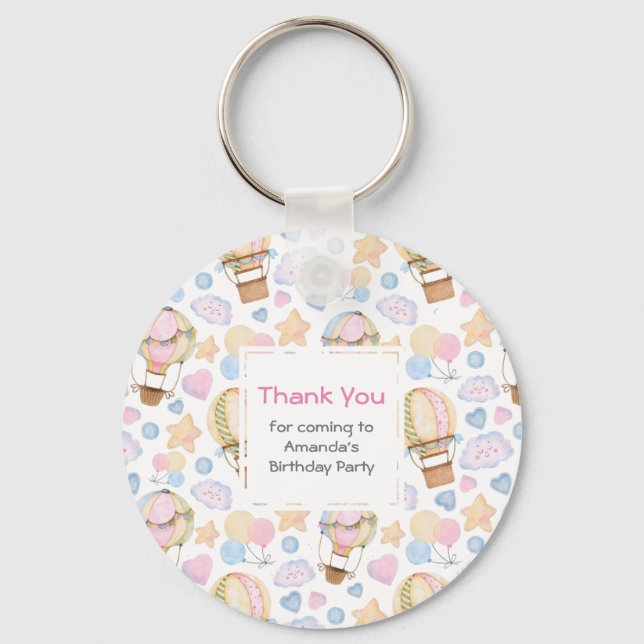 Llavero Balón de aire caliente Patrón de acuarela lindo Gr (Anverso)