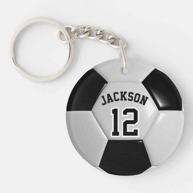 Llavero Balón de ⚽ de equipo blanco y negro (Frente)