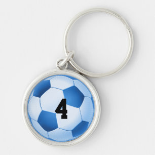 Llavero Balón de fútbol azul el su número afortunado