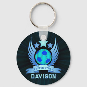 Llavero Balón de Fútbol Azul Neon Regalos Deportivos Gen