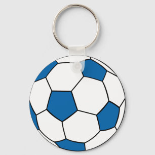 Llavero balón de fútbol azul y blanco