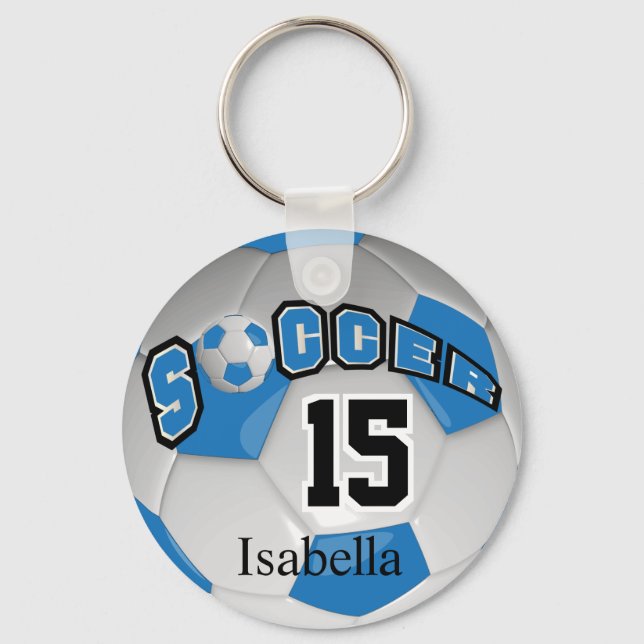 Llavero Balón de fútbol azul y blanco (Anverso)
