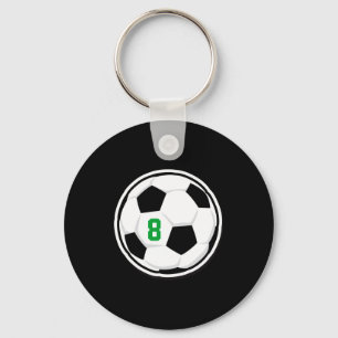 Llavero Balón de Fútbol Blanco Negro Verde Número de Equip