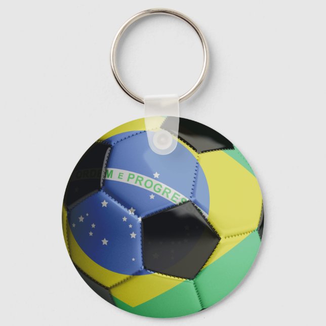 Llavero Balón de fútbol con bandera de Brasil (Anverso)
