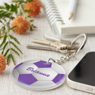 Llavero Balón de fútbol de personalizable morado y blanco