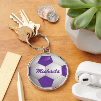 Llavero Balón de fútbol de personalizable morado y blanco