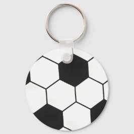 Llavero Balón de Fútbol Patrón Geométrico Blanco y Negro