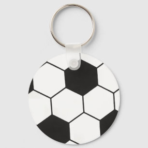 Llavero Balón de Fútbol Patrón Geométrico Blanco y Negro