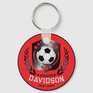Llavero Balón de Fútbol Rojo y Negro para Hombres y Niños