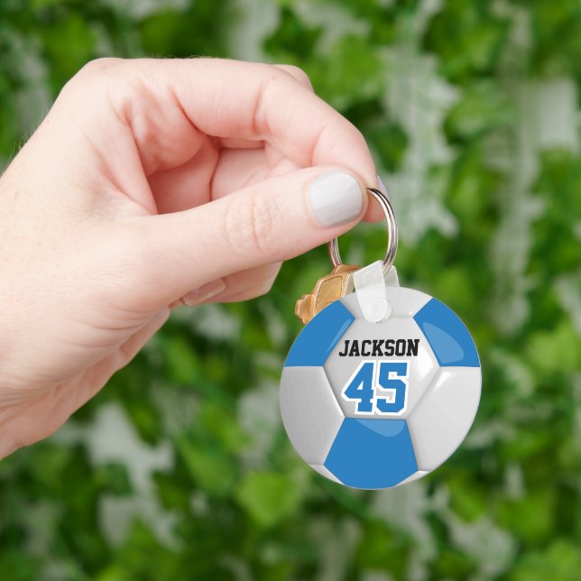 Llavero Balón ⚽ equipo azul y blanco (Mano)