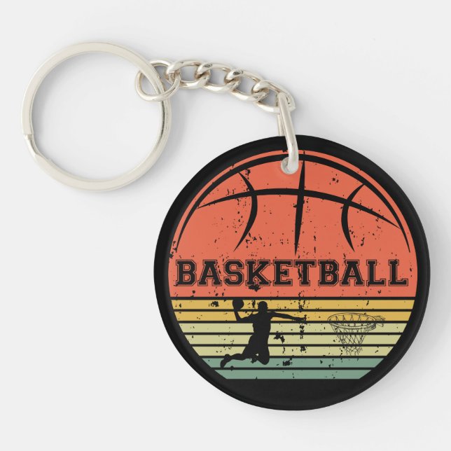 Llavero Baloncestista slam dunk vintage retro sunset (Frente)