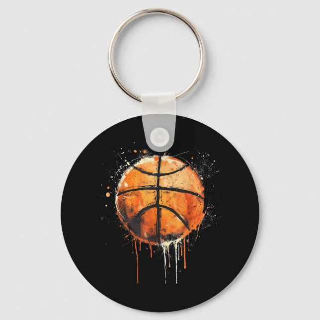 Llavero Baloncesto arte Baloncesto Hoop Colorful Water (Anverso)