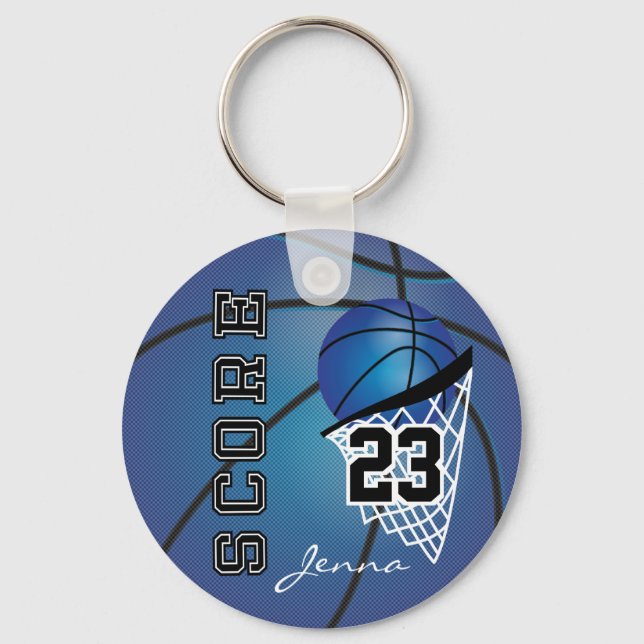Llavero Baloncesto azul oscuro personalizado (Anverso)