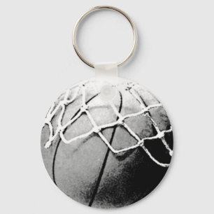 Llavero Baloncesto blanco y negro, Hoop, Keychain de la re