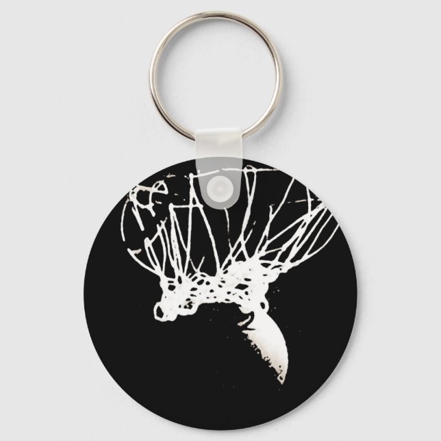 Llavero Baloncesto de arte pop blanco negro (Anverso)