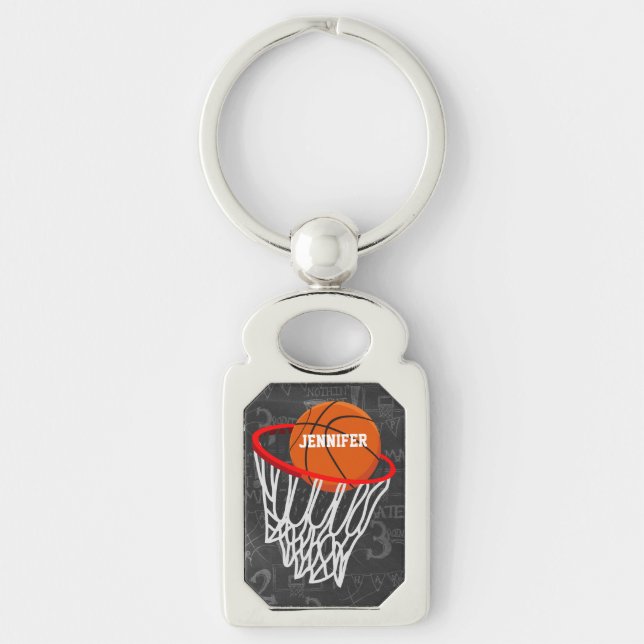Llavero Baloncesto de Chalkboard y Hoop personalizados (Anverso)