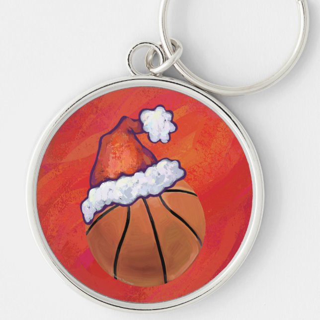 Llavero Baloncesto en Santa Hat (Frente)